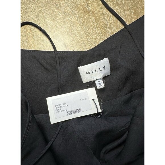 MILLY NWT Cindy Dress Silk Blend Black Size 6 Mini Sleeveless LBD - Picture 2 of 6